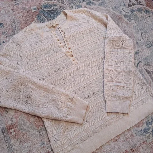 Sezane Lyna Sweater in Ecru sz M 100% merino wool - Picture 6 of 11